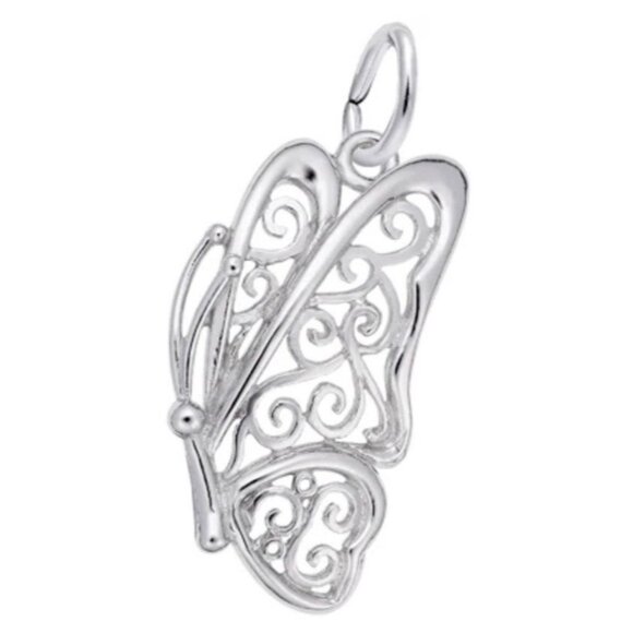 Sterling Silver Filigree Butterfly Charm by Rembrandt - Picture 1 of 4